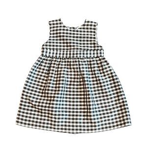 Pottery Barn Kids Brown White Gingham Checkered Picnic Party Dress Size 3Y